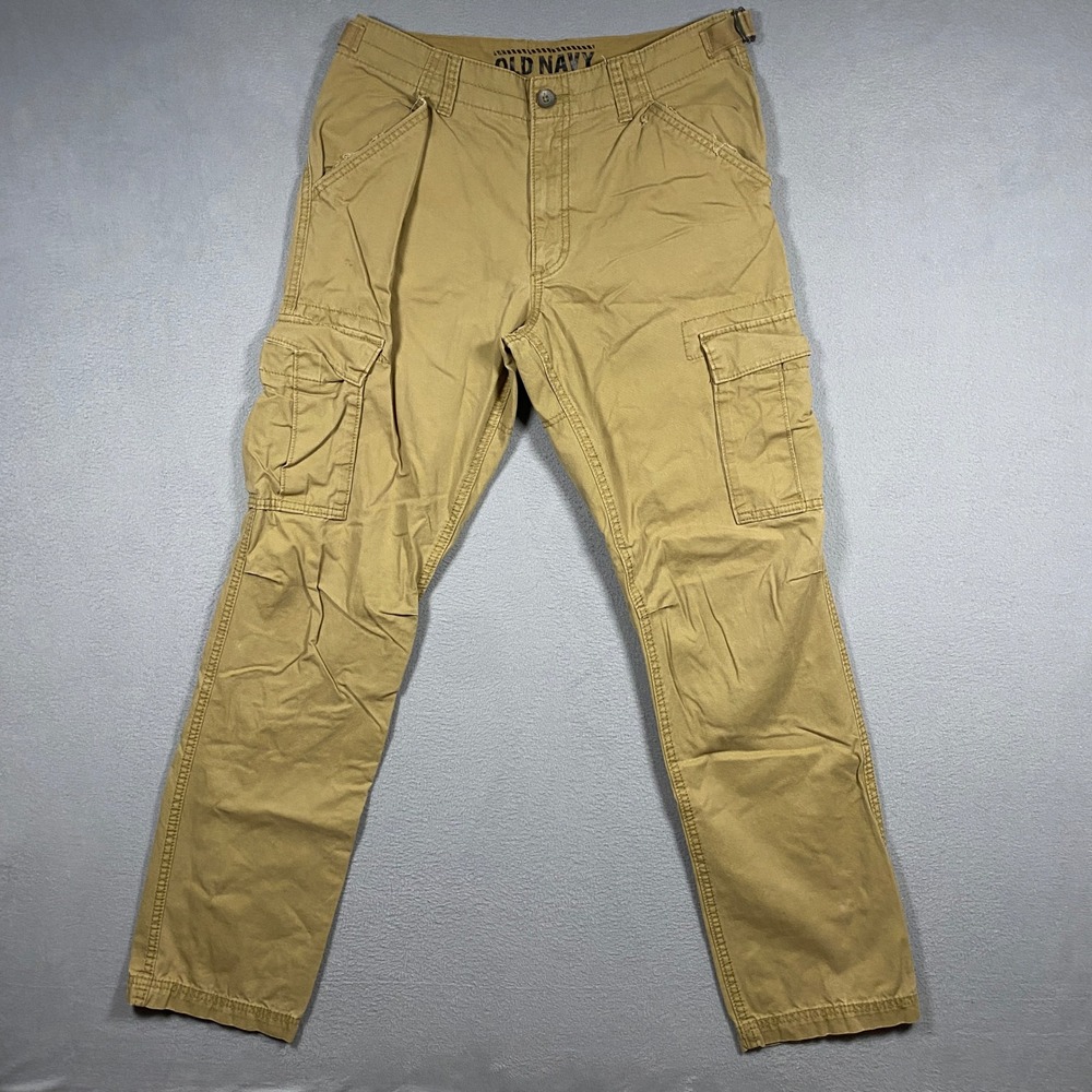 Old Navy Aviator Cargo Pants Mens 32x34 Khaki Tan Utility Adjustable Waist
